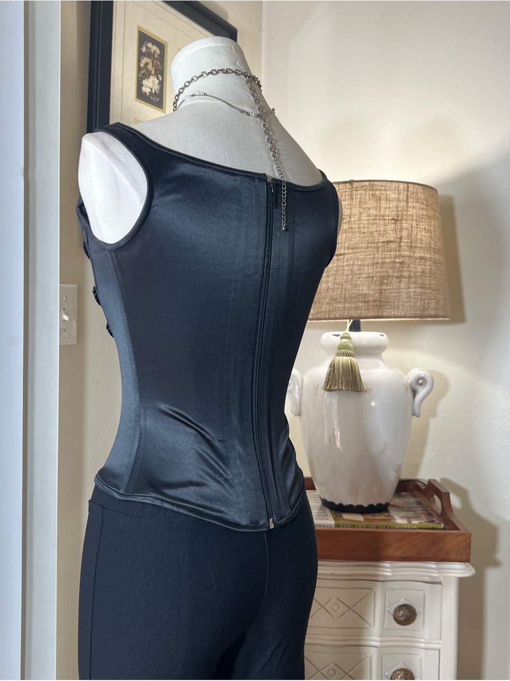 Vintage Cache Black Lace-Up Satiny Corset - Picture 6 of 7